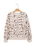 Leopard Print Dropped Shoulder Round Neck Sweatshirt