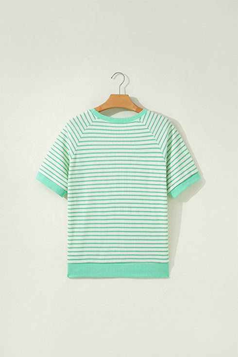 Polyester Striped Mallard Duck Raglan Graphic Tee