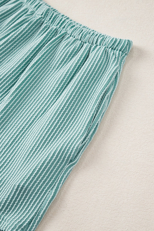 Corded Ribbed Knit Loose Fit Tee And Short Set