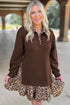 Leopard Patchwork Collared Long Sleeve Mini Dress