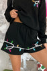 Casual Sequin Letter Print Pullover Short Sets