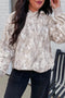 Abstract Print Ribbed Cuffs Hem Long Sleeve Hoodie