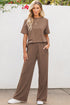 Casual Solid T Shirt Wide Leg Pant Set