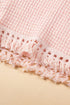 Solid Waffle Knit Fringe Trim Textured Short Set