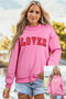 Lover Graphic Mock Neck Exposed Seam Pullover Sweatshirt
