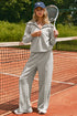 Zip Sailor Collar Pullover Athleisure Sweatpants Two Piece Pant Set