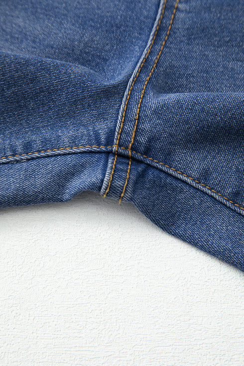 High Rise Straight Loose Raw Hem Cuffed Jeans