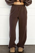 Piping Trim Mock Neck Relaxed Pullover Pant Set
