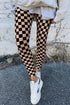 Checkered Print High Waist Stretch Skinny Leggings