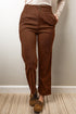 Corduroy Elastic Waist Straight Leg Ankle Length Pants