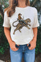 Cowboy Riding Cheetah Graphic Round Neck Tee