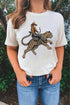 Cowboy Riding Cheetah Graphic Round Neck Tee