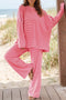 Striped Drop Shoulder Long Sleeve Pant Set