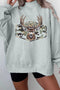 Camouflage Reindeer Graphic Mock Neck Oversized Western Sweatshirt