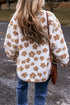 Flower Pattern Button Up Sherpa Fleece Jacket