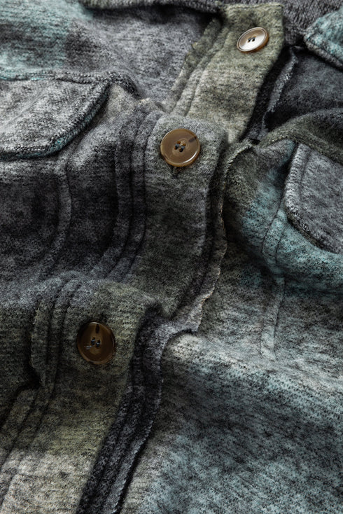 Oversized Brushed Plaid Pocketed Western Style Shacket