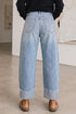 Raw Hem Turnup Loose Ankle Length Barrel Jeans