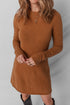 Mock Neck Exposed Seam Ribbed Cuff Sweater Dress