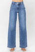 Double Button Zip Fly Wide Straight Leg Jeans