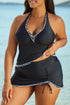Empire Waist Halter V Neck Skirted Tankini Set
