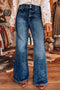 Cotton Polyester Denim Acid Pocket Flare Jeans