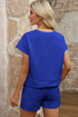 Solid Textured Short Sleeve Active Two Piece Short Set