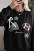 Gingham Patch Embroidered Rugby Print Stars Sweatshirt
