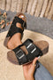 Retro Double Buckle Faux Suede Platform Slipper
