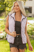Stripe Print Contrast Trim Quilted Snap Button Vest