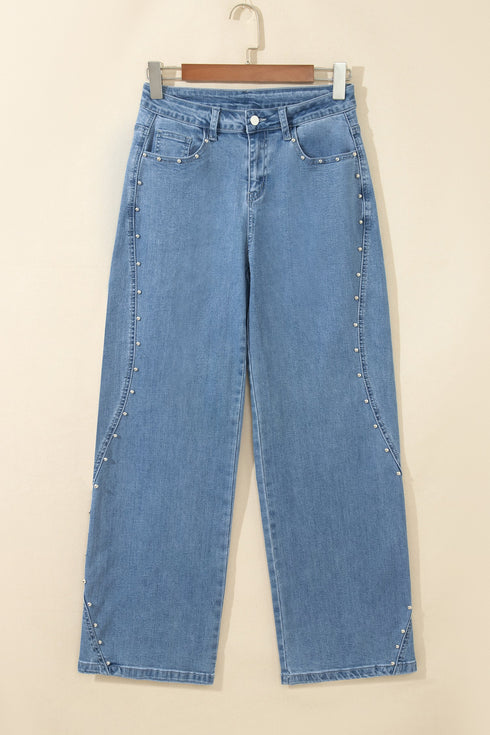 Side Seam Rivet Detail Regular Fit Ankle Jeans