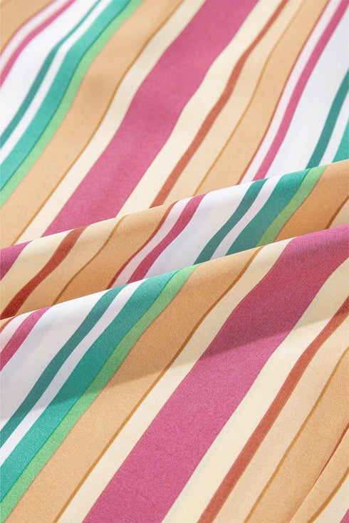 Bohemian Striped Smocked High Waist Wide Leg Pants