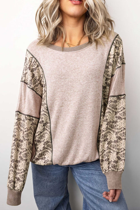 Floral Print Round Neck Long Sleeve Shift Top