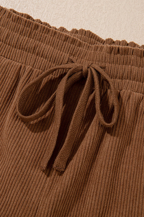 Corduroy Elastic Waist Drawstring Utility Cargo Pants