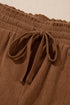 Polyester Corduroy Elastic Waist Drawstring Cargo Pants