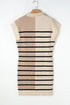 Striped Ribbed Knit Half Zip Mini Dress