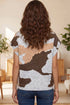 Camouflage Pattern Drop Shoulder High Neck Short Sleeve Shift Sweater