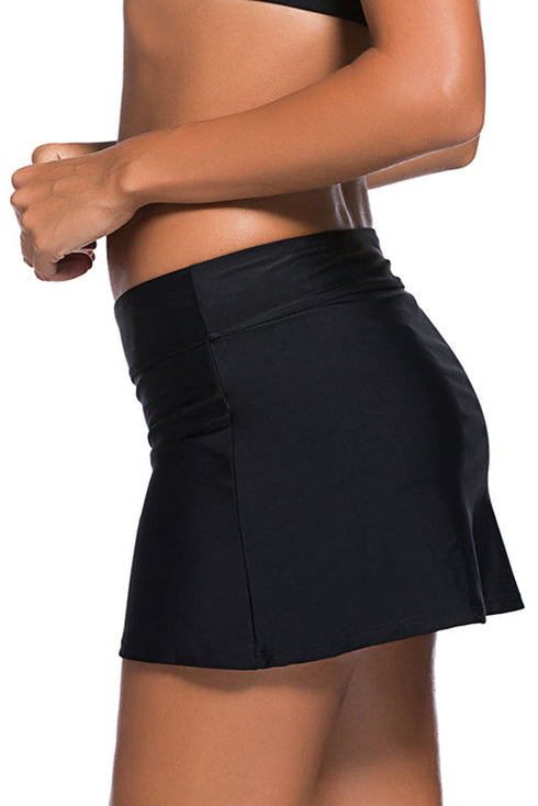 Wide Waistband Smooth Stretch Mini Swim Skirt