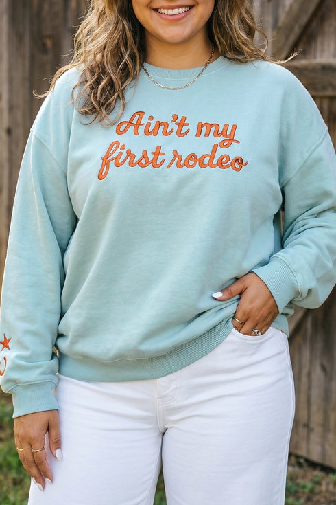 Western Letter Print Loose Round Neck Sweatshirt