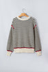 Striped Ribbed Trim Drop Shoulder Oversized Sweater