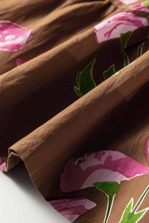 Bohemian Tunic Puff Sleeve Ruffled Babydoll Floral Dress