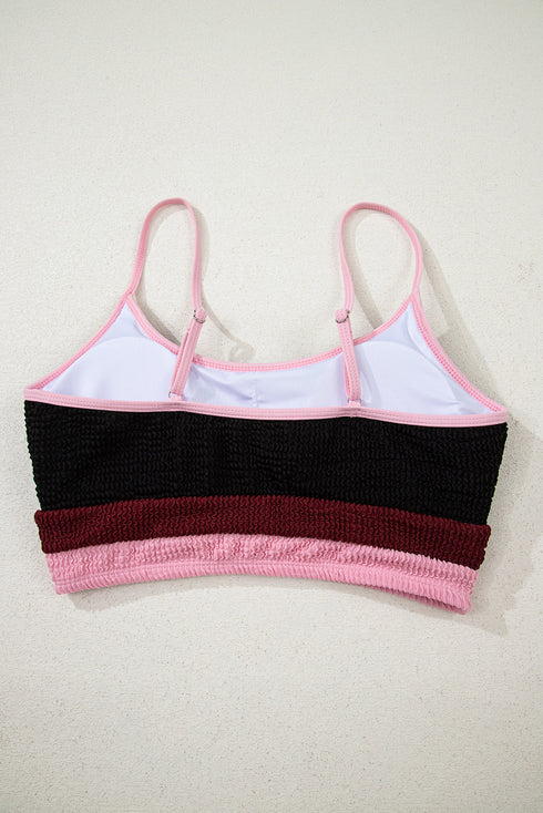 Textured Crinkle Scoop Neck High Waist Bikini Set