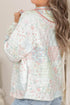 Floral Quilted Metal Zipper Collar Long Sleeve Sweatshirt