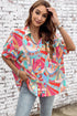 Abstract Geometric Print Relaxed Fit Button Up Shirt