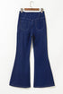 High Stretch Crossed Waist Flare Knit Denim Jeans