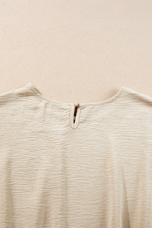 Textured Crinkle Crop Tee And Wide Leg Pant Set