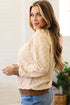 Plush Checkered Twisted Rib Long Sleeve Top