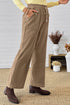 Polyester Tie Elastic Waist Soft Corduroy Pants