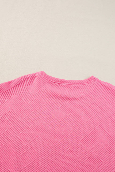 Textured Solid Loose Fit Wide Leg Pant Set