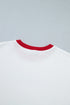 Letter Graphic Waffle Knit Textured Trim Slogan Pullover Sweatshirt