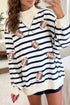 Striped Sequin Rugby Print Mock Neck Sweatshirt